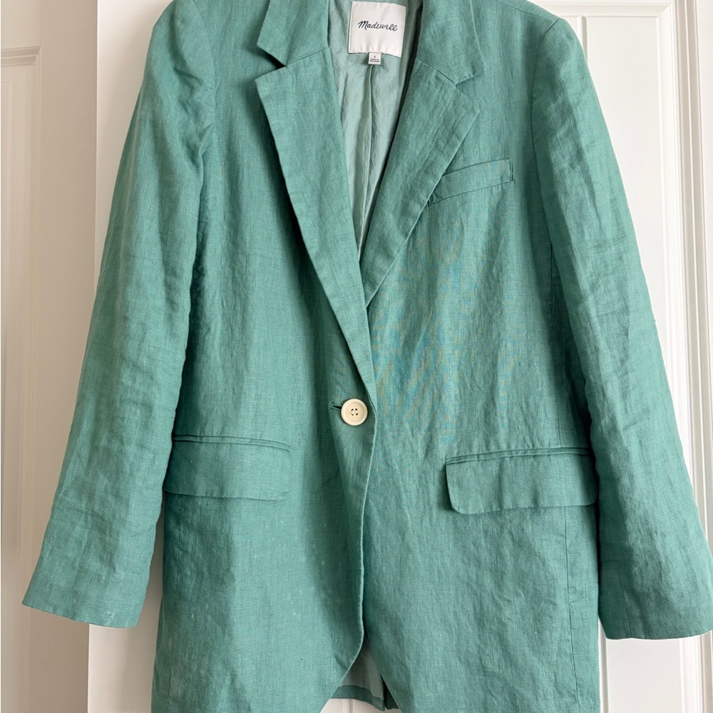 Madewell Spring Green Linen Blazer